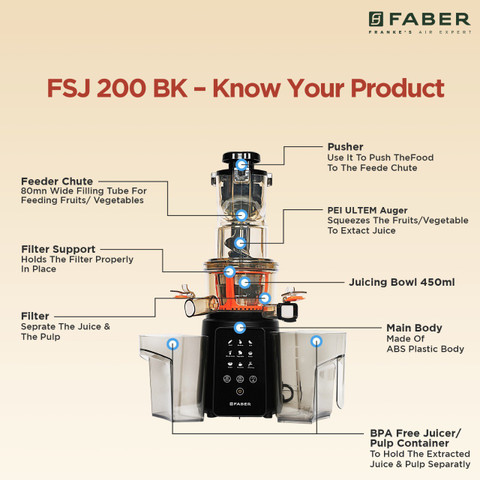 FABER Slow Juicer Salad Maker 2200 W Juicer Price in India Buy
