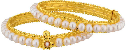 Sri Jagdamba Pearls Alloy Pearl Gold-plated Bangle Set Price in