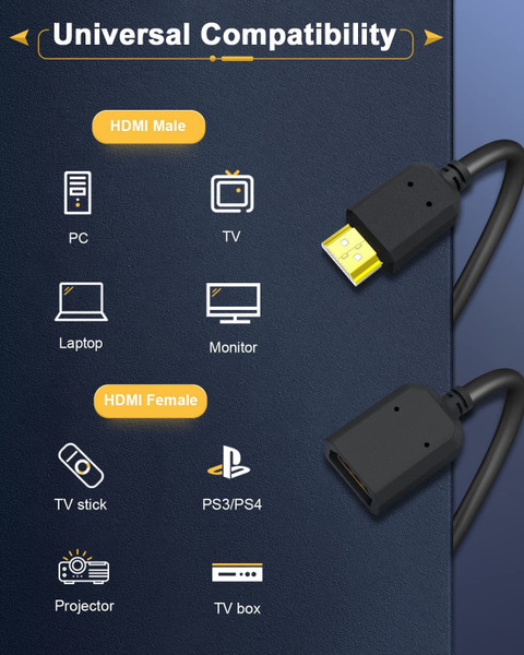 Darahs TV-out Cable HDMI Male to Female Extender Support1080P for
