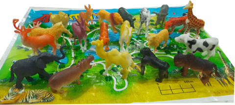 IndusBay 20 Pieces Farm and Jungle Animal Figure Zoo Wild Forest Animal  Inches Each