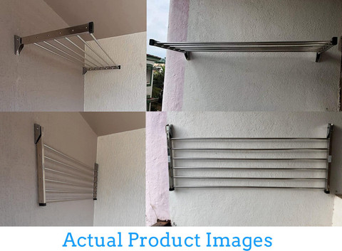 Homwell Steel Wall Cloth Dryer Stand Stainless Steel Pipe X Feet Wall  Mounted Stand Foldable Cloth Drying Stand