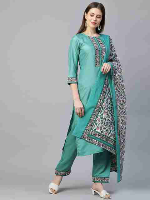 ANNI DESIGNER Kurta pakistano da donna in rayon viscosa con stampa dritta con pantaloni e Dupatta