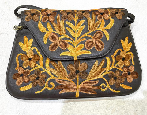 DEEGLO Multicolor Sling Bag Kashmiri Embroidery Pure Leather