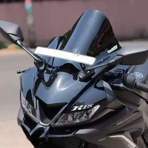 FK Racing Double Bubble Visor for Yamaha R15 V3 (Black) Bike Windshield