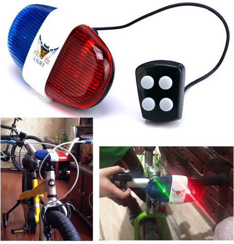 DSTECHBAR Bicycle 4-Tone Police Horn LED Front Light LED Rear
