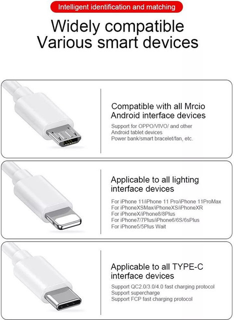 RPMSD Micro USB Cable A m in1 Fast Charging Data Cord Cable Micro USB  Type C Charger For IOS Lighting