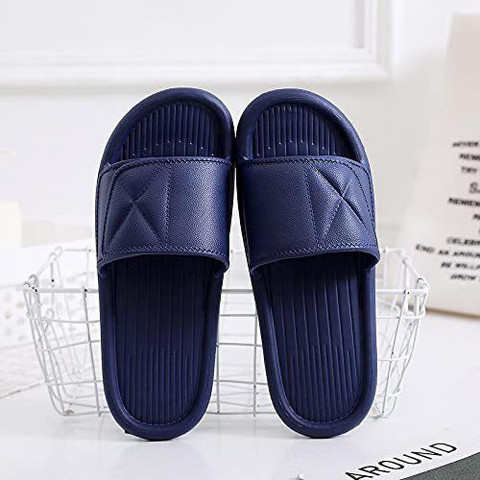 DRUNKEN Men Slipper for Men's Flip Flops Home Fashion Slides Open Toe Non  Slip Navy Blue Slides