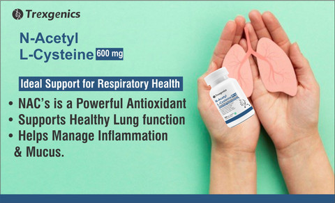 glutathione respiratory health Trexgenics N-Acetyl L-Cysteine 600 mg Health, Production (60Vcaps) Price in India Size:6 Boxes Effective Ways Glutathione (GSH) Advanced Research Compounds