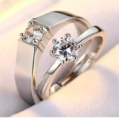 PRINTS Adjustable Silver Plated Couple Rings for Boy's Girls