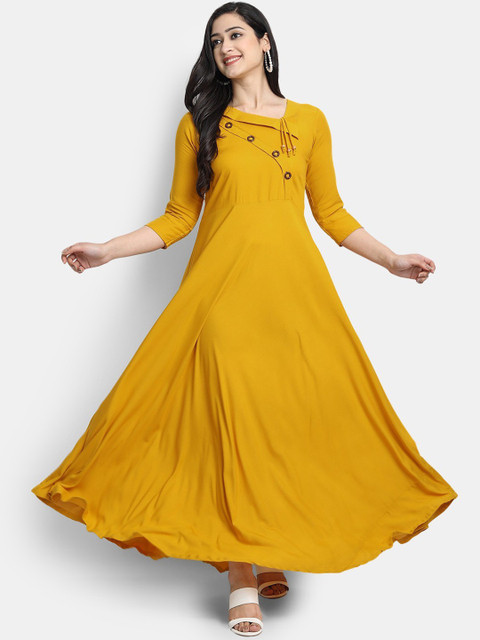 Puebell Women Solid Flared Kurta Buy Puebell Women Solid Flared