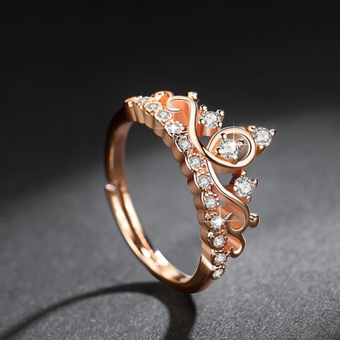 Rose Gold Ring Adjustable Crown Ring MYKI Princess Style Rose