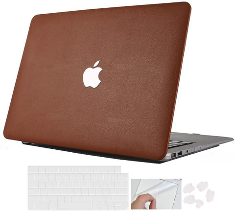SwooK Front Back Case for [PU Leather Surface] MacBook Pro 14 Inch  Release A2442 M1 Pro/Max Chip Hard Cover Case