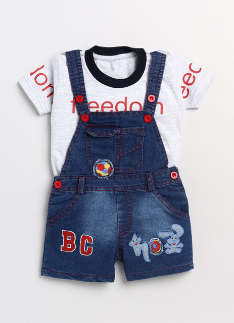 ZADMUS Dungaree For Baby Boys Baby Girls Casual Applique Denim