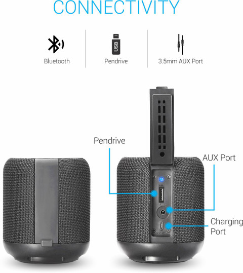Portronics SoundDrum Portable with Powerful Bass, Built in Mic FM 10 W  Bluetooth Speaker