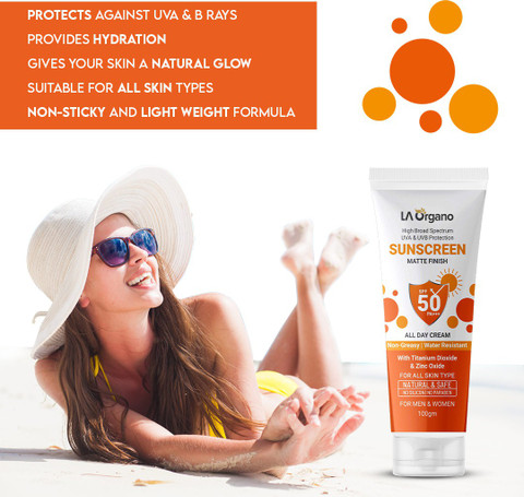 LA Organo Sunscreen Matte Finish All Day Cream & L-Glutathione Skin  Whitening Serum Price in India