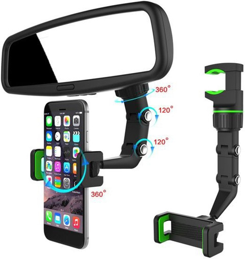 TECHGEAR New 360° Rearview Mirror Phone Holder, Multifunctional Car Phone  Mount Mobile Holder