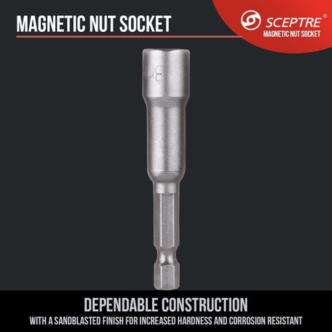 Sceptre Hex Magnetic Power Nut Driver Drill Bit Socket 8mm (5 Pcs