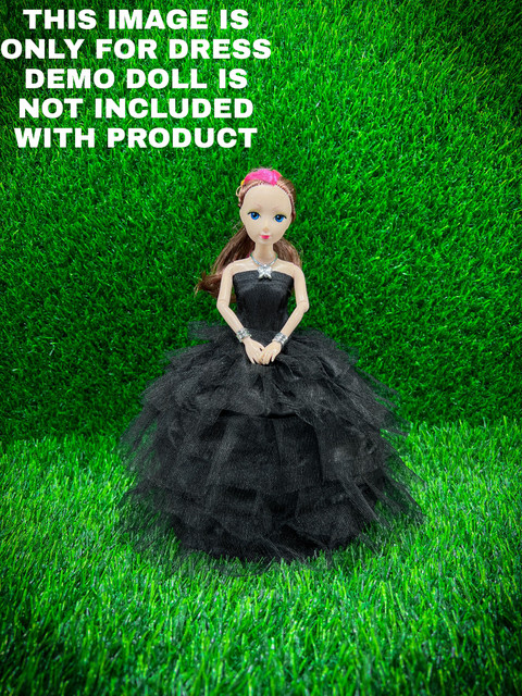 black dress for barbie doll Black dress for barbie dolls with fur – The Doll Tailor