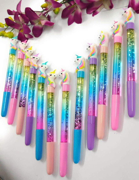 ShubhKraft Birthday Return Gift In Bulk Unicorn Glitter Gel Pens Cute  Stationery Ball Pen