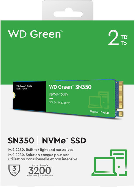 WESTERN DIGITAL WD Green Nvme SN350 2 TB Desktop, Laptop Green