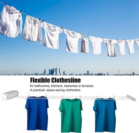 AKHANDVRUTI Clothesline Rope Space Saving Telescopic Clothes