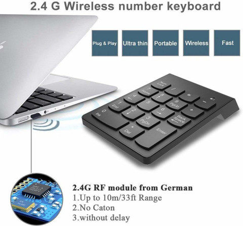 Wireless Keyboard Wireless USB - 18-Key Portable Number Pad For