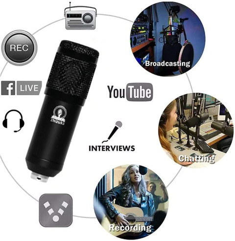 zhizuka BM800 Condenser Microphone with V8 Sound Card for