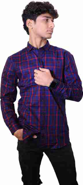 ruページ the98 Men Checkered Casual Red Shirt - Buy the98 Men Checkered