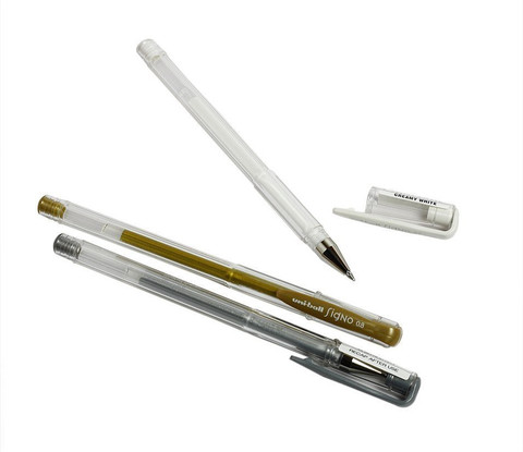 uni-ball Gold,Silver,White Gel Pen