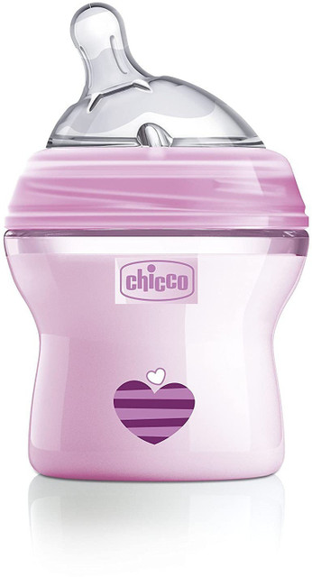 Chicco Natural Feeling Baby Milk Feeding Bottle with Wide Neck, Anti-Colic  150pink 150 ml
