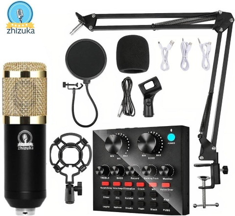 zhizuka BM800 Condenser Microphone with V8 Sound Card for