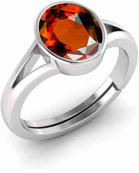 TODANI JEMS Gomed Stone Ashtadhatu Gemstone Ratti Rashi Ratna  Adjustable Ring Metal Garnet Silver Plated Ring
