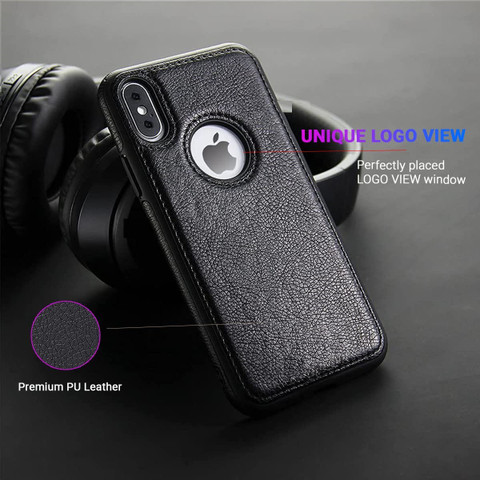 Luxury Counter Back Cover for Apple iPhone X Xs |Leather Back Case
