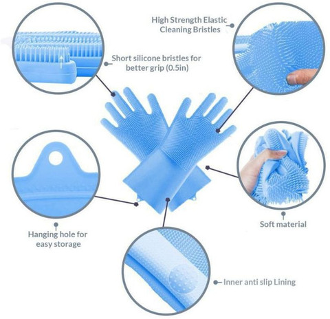 ZEKARO Combo Silicone Dish Washing Gloves, Silicon Cleaning Gloves