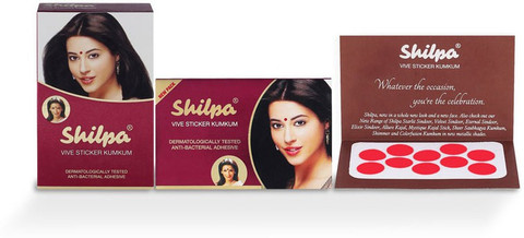 Shilpa Vive Sticker Kumkum Bindi (2, Red) (Box Contains 15 Packs