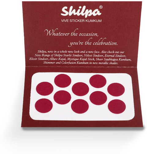 Shilpa Vive Sticker Kumkum Bindi (2, Deep Red) (Box Contains 15 Packs)  Forehead Maroon Bindis