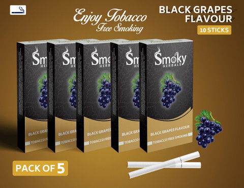 Smoky Herbals Black Grapes Flavour 100% Tobacco & Nicotine Free Cigarette -  (50 Sticks) Smoking Cessations Price in India - Buy Smoky Herbals Black  Grapes Flavour 100% Tobacco & Nicotine Free Cigarette