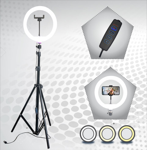 airtech 10“ LED ring light stand for making reels, videos with  Phone Holder Tripod Kit, Tripod