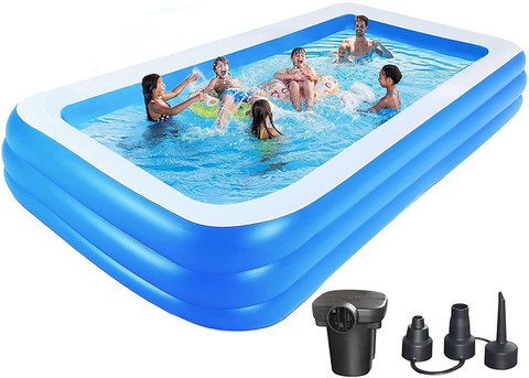 Bestway Spa Swimming Bath Tub with Pump 10 Feet Blue Inflatable Swimming  Pool