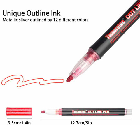 Pulsbery Double Line Outline Pen, Self-Outline Metallic Markers