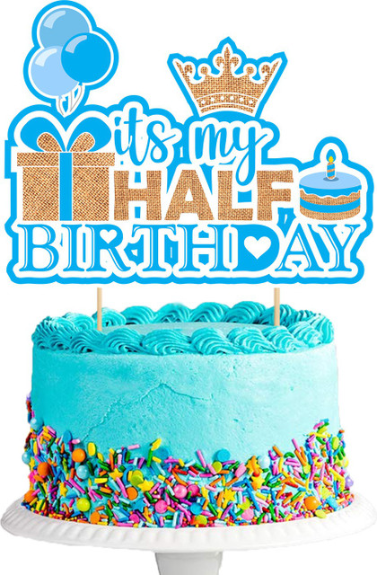 Blue Birthday Cake Topper - 2 Pack Sparkling Sequin Celebration Decorations