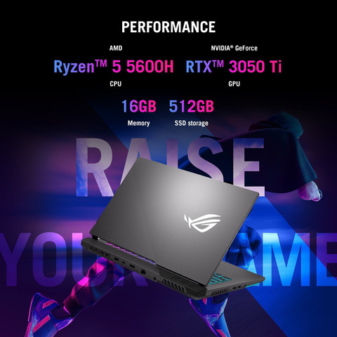 ASUS ROG Strix G15 AMD Ryzen Hexa Core 5600H (16 GB/512 GB SSD/Windows  10 Home/4 GB Graphics/NVIDIA GeForce RTX 3050 Ti/144 Hz) G513QE-HN115T