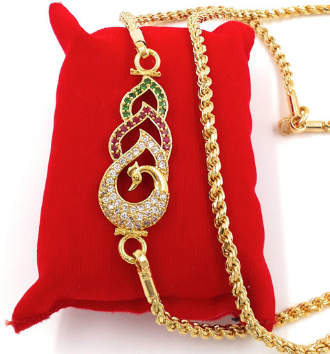 Anujeet Fashion Hub Gold Plated Covering Long AD Stone Peacock Mop