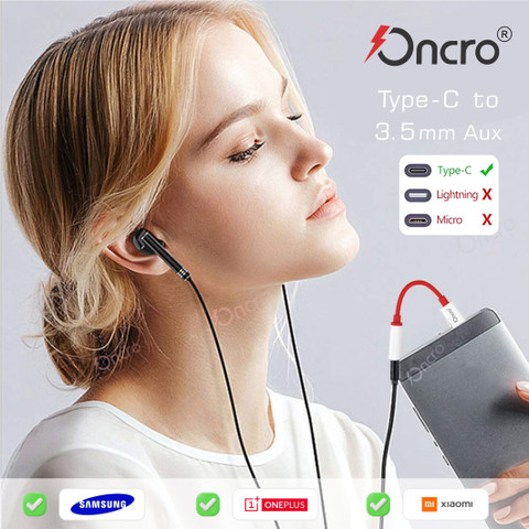 ONCRO Red oneplus audio jack samsung type c to jack