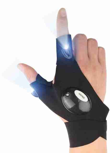Guanti Con Torcia LED Integrata – 2 Luci Bianche – Per Lavori, Pesca E Campeggio (pile Incluse)