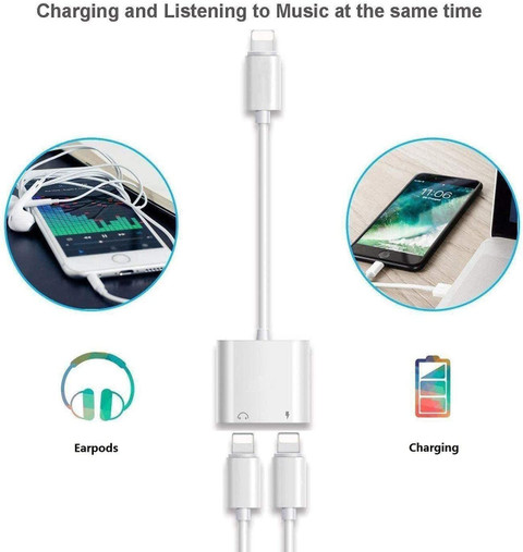 FASTX White 2in1 splitter for iphone splitter for charging and