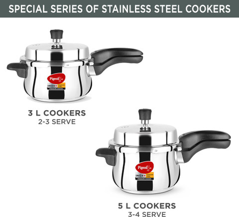 Pigeon Inox Plus and L Outer Lid Induction Bottom Pressure Cooker