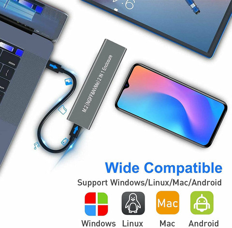 ULTRABYTES NVME and SATA NGFF Enclosure Dual Protocol USB