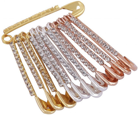 THANU'S CRAFT Safety Pin Rose gold Stone Safety Pins Hijab broaches Sari  Sadi Pins for Women Brooch