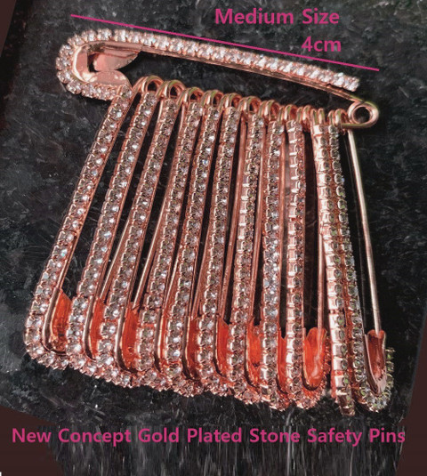 THANU'S CRAFT Stone Safety Saree pins for draping Sari pleats Rose Gold  Sadi Pins For Women Brooch